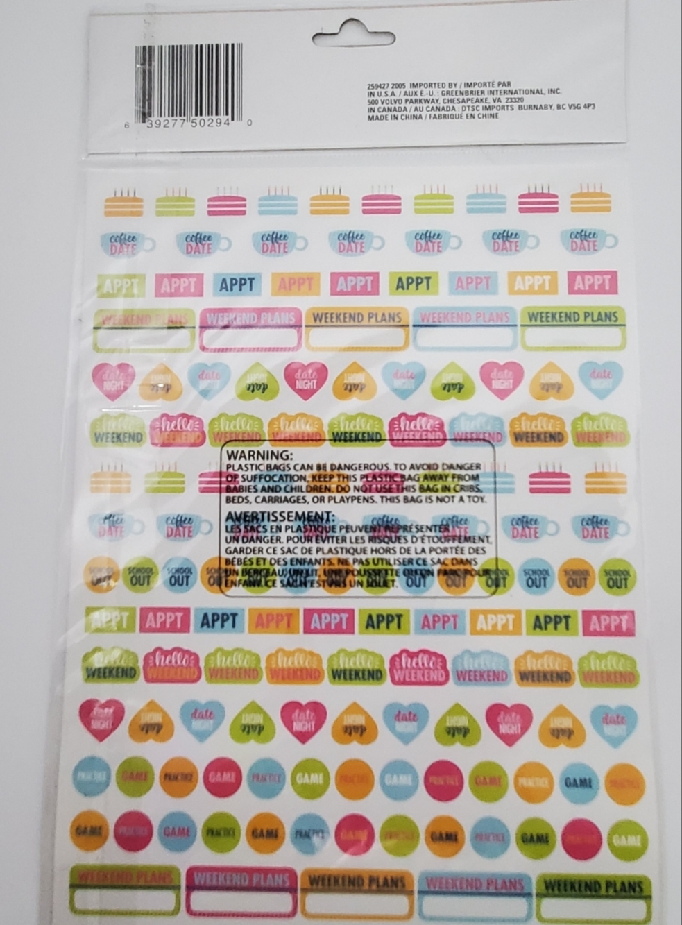 Colorful Planner Sticker Sheets - Bright Multicolor 9 Packs 300 Each Sticker - Picture 7 of 16